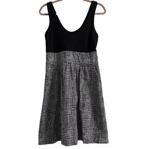 Express Skater A-Line Tank Dress Pockets Pima Cotton Scoop Neck Black White SZ 8